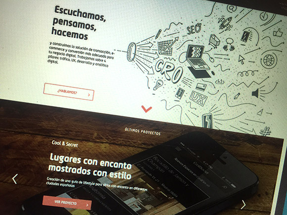 Una foto de parte de la home de la nueva web de Flat 101
