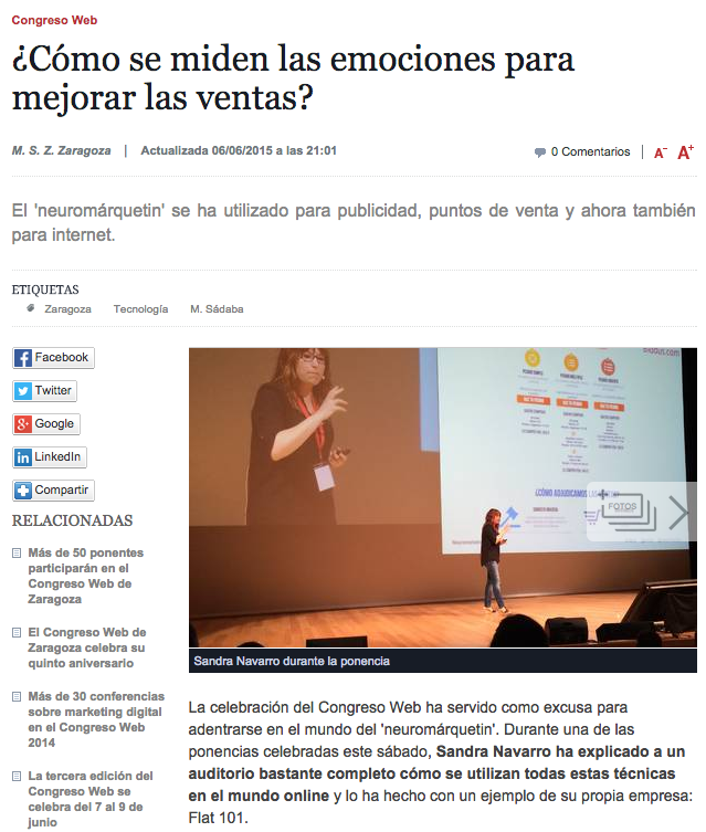 Sandra Navarro en el Heraldo de Aragón