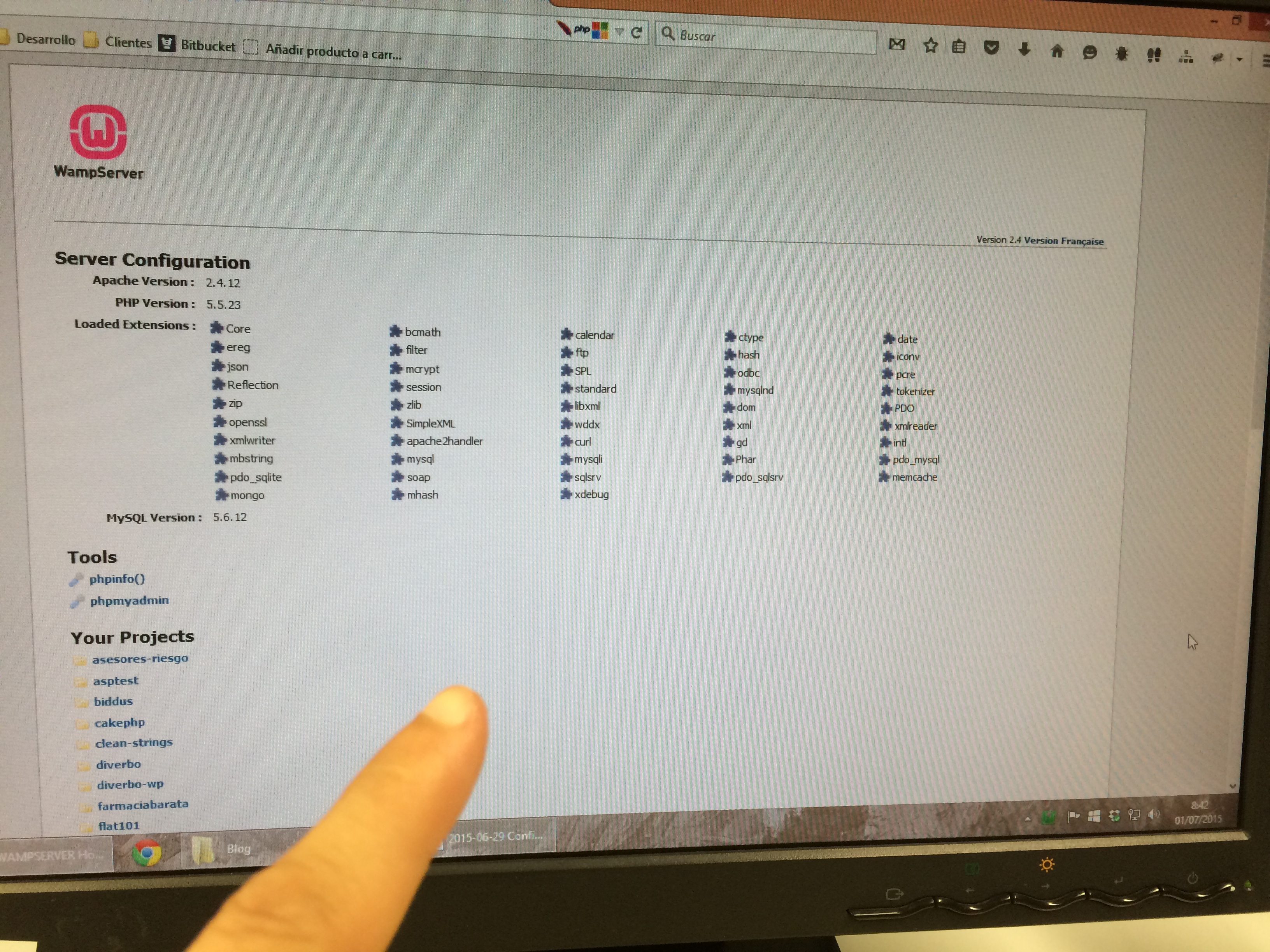 Imagen de localhost de WampServer