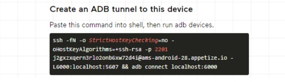 Crear un tunnel adb con appetize