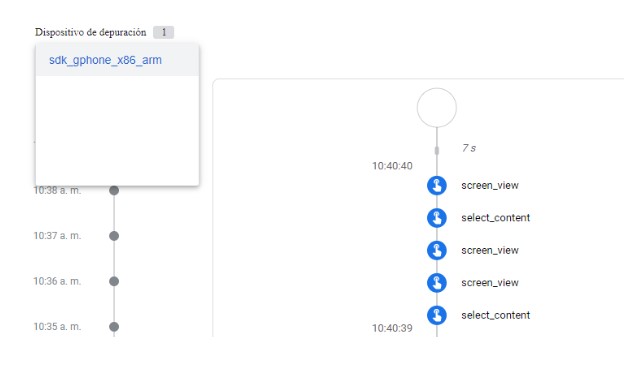 Eventos en el DebugView de GA4