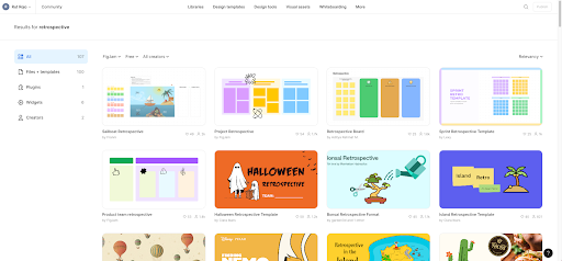 Plantillas de retrospectivas en Figjam