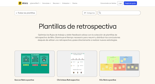 Plantillas de retrospectivas en Miro